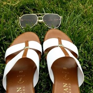 Forever glasses & white sandal size 5 1/2 6